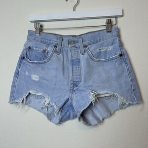 Levi's Shorts Womens 26 501 Button Fly Denim Distressed Jean Casual Normcore